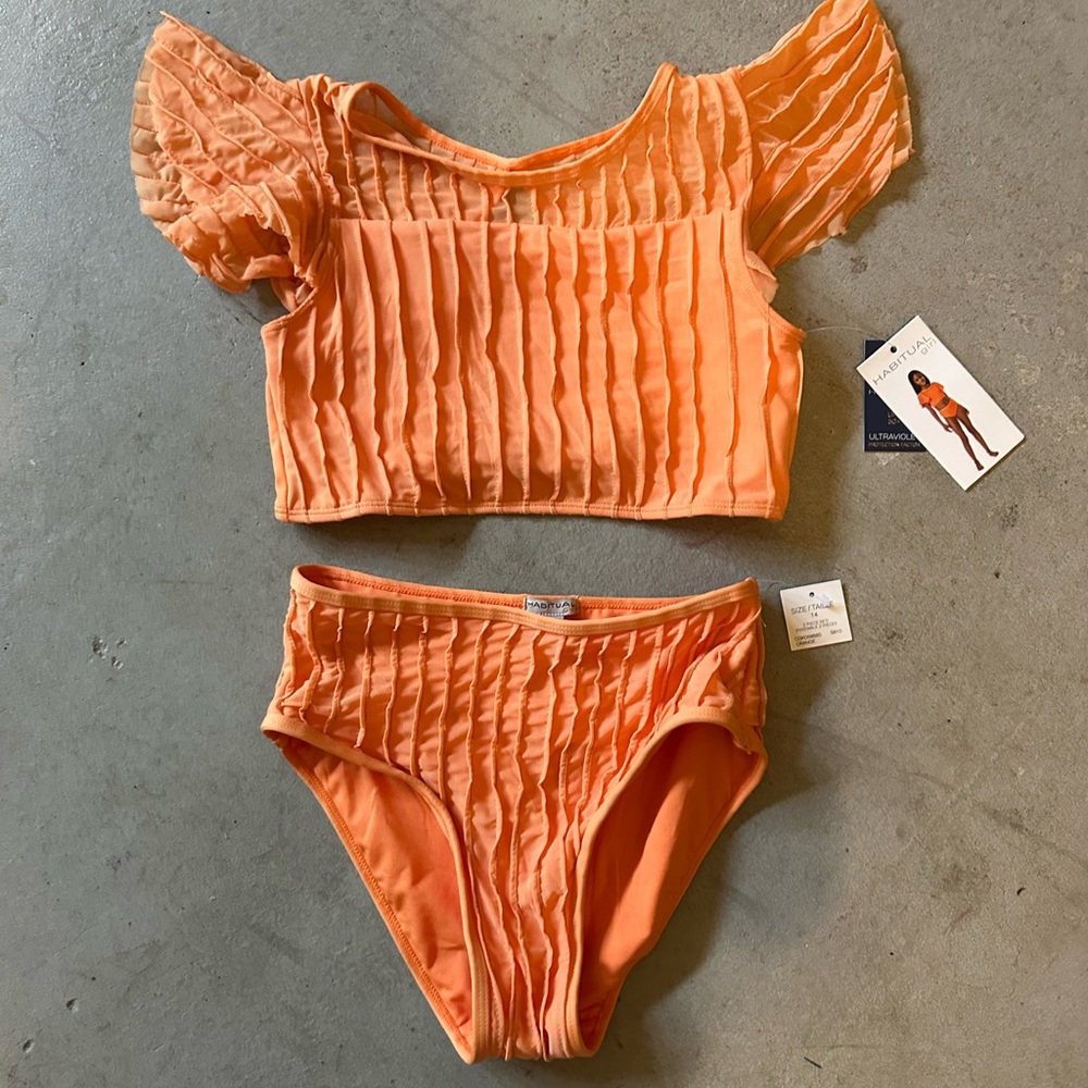 Habitual Vibrant Orange Ruffled Bikini